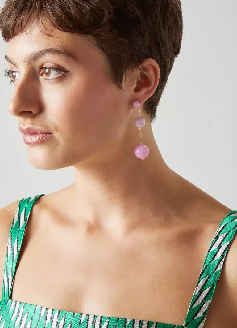 Malon Pink Acrylic Ball Drop Earrings | L.K. Bennett (UK)