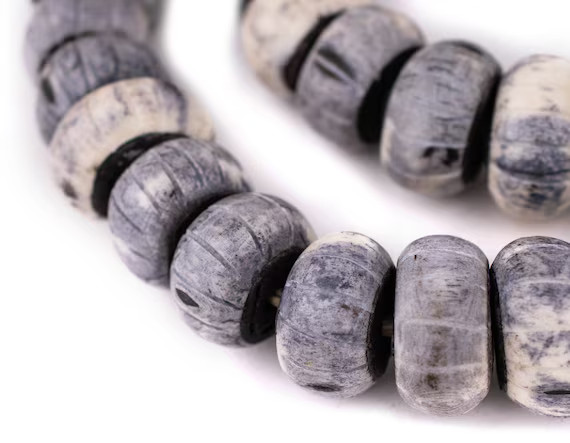 40 Watermelon Carved Grey Bone Beads: Handmade Bone Beads Round Shaped Beads Kenya Bone Beads Big... | Etsy (US)