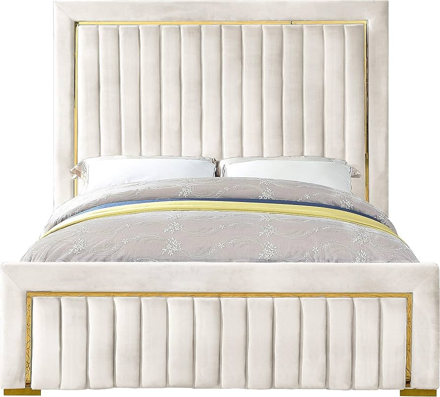 Meridian Furniture Dolce Collection Modern | Contemporary Velvet Upholstered Bed with Luxurious C... | Amazon (US)