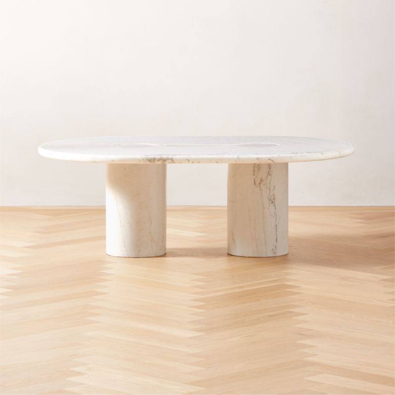 Liguria Oval White Marble Coffee Table with White Marble Base by Gianfranco Frattini + Reviews | ... | CB2