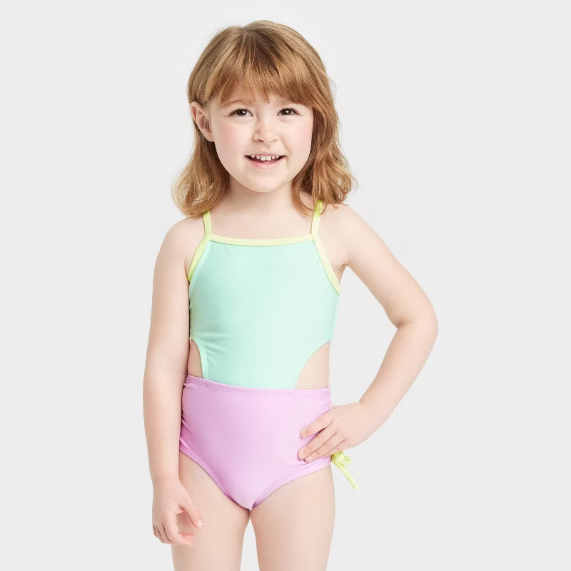 Toddler Girls' One Piece Swimsuit - Cat & Jack™ Green | Target