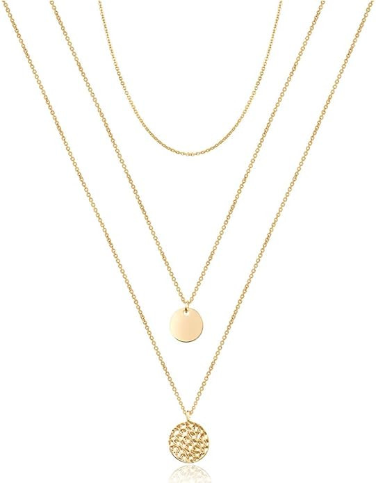 Turandoss Dainty Layered Choker Necklace, Handmade 14K Gold Plated Y Pendant Necklace Multilayer ... | Amazon (US)