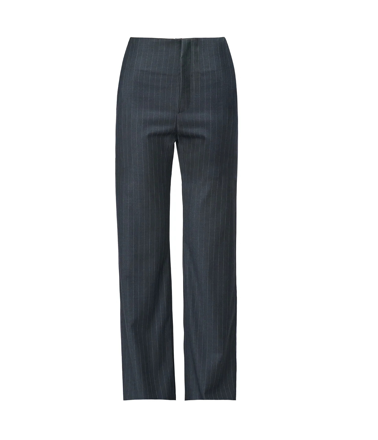 Ally High Waisted Wool Trouser in Grey Pinstripe | Mode Sportif