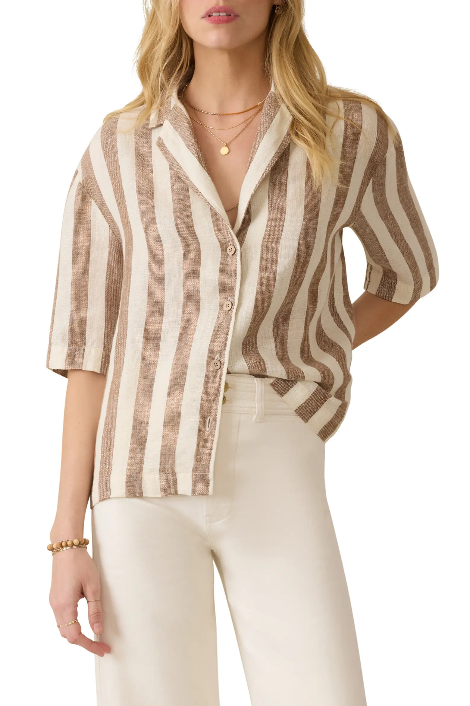 Faherty Palma Stripe Linen Camp Shirt (Women) | Nordstromrack | Nordstrom Rack