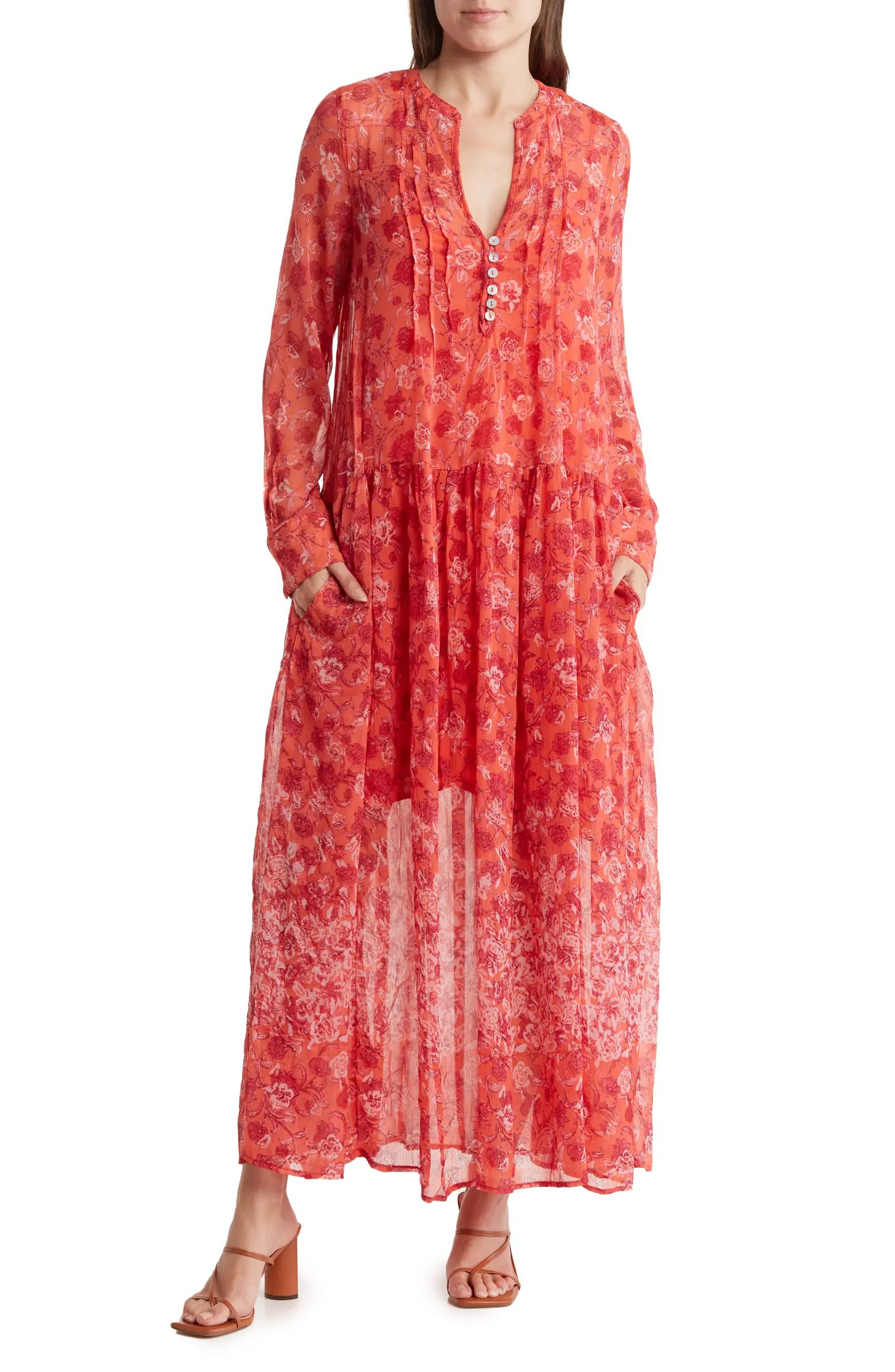 See It Through Floral Long Sleeve Maxi Dress | Nordstrom Rack