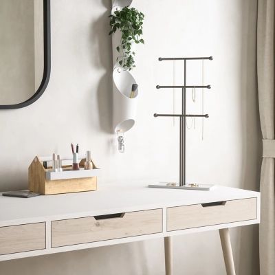 Umbra Trigem Jewelry Stand, White Brass | Ashley Homestore