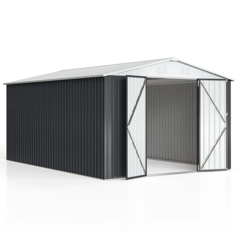 NETAJE 10'x14' Outdoor Metal Shed , Storage Shed with Updated Frame, Lockable Doors & Sliding Roo... | Walmart (US)