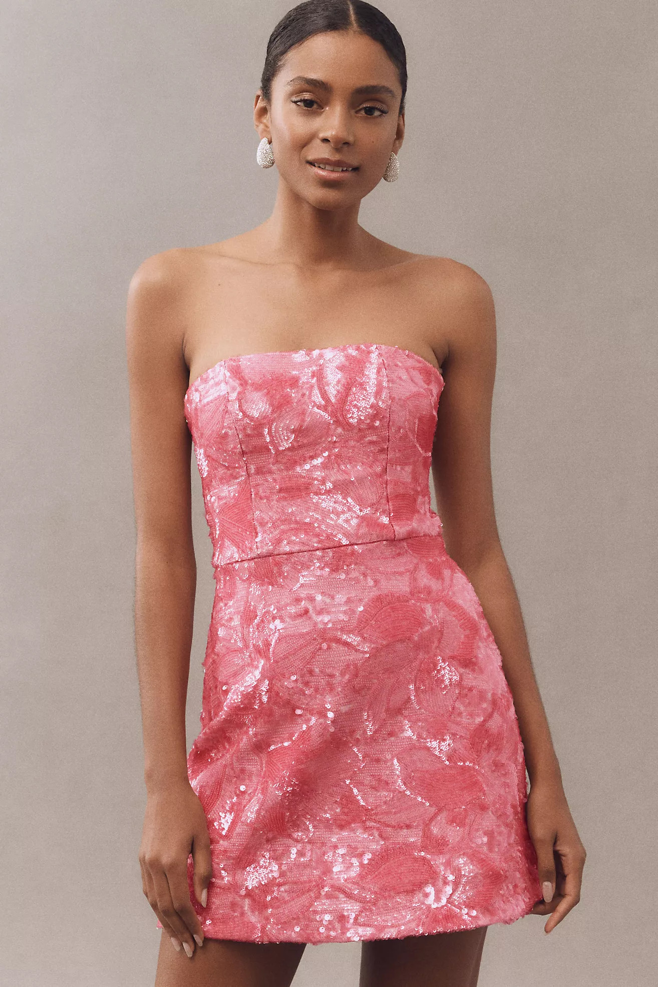 Helsi Linda Strapless Floral Sequin Mini Dress | Anthropologie (US)