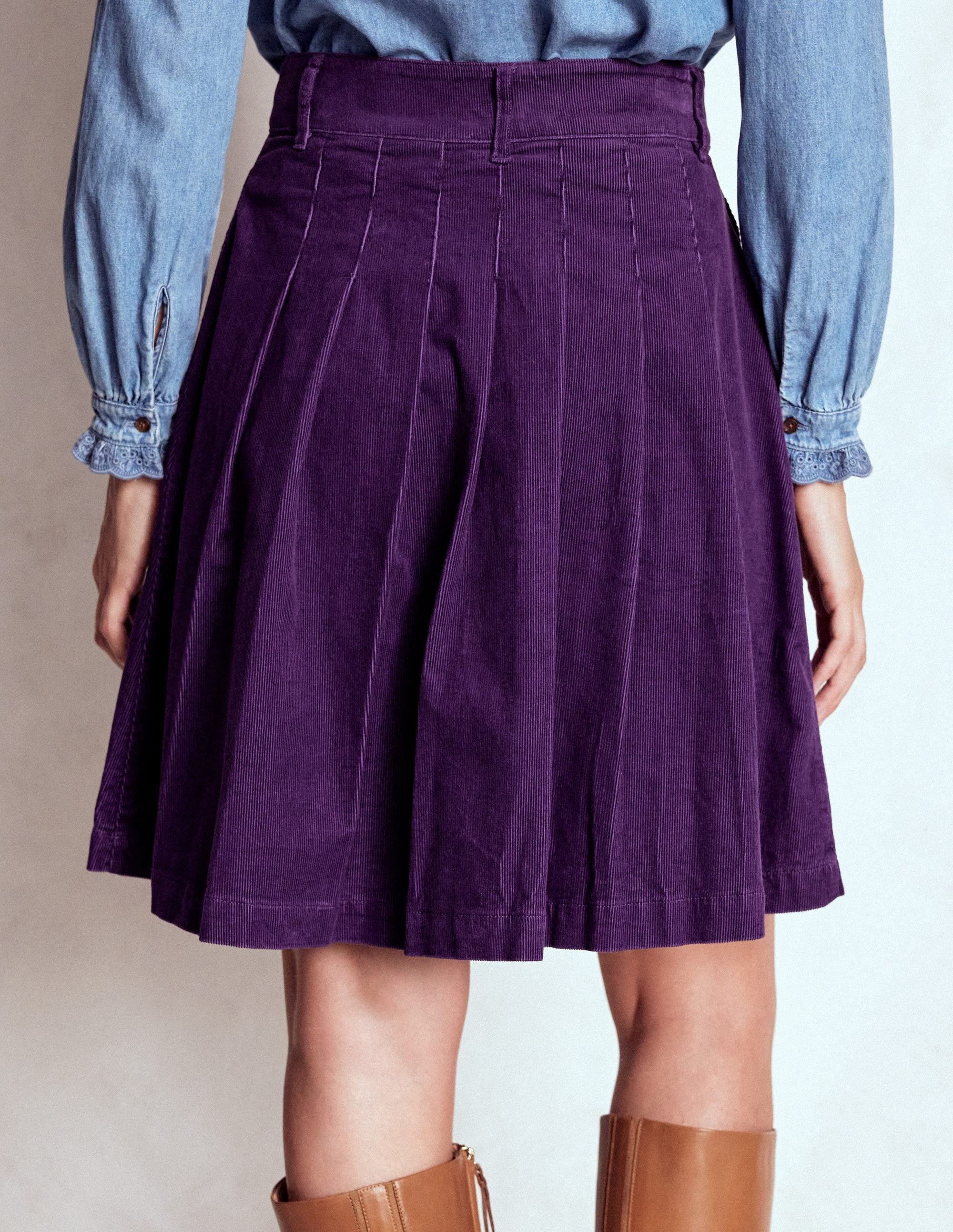 Pleated Cord Skirt-Mystical Purple | Boden (US)