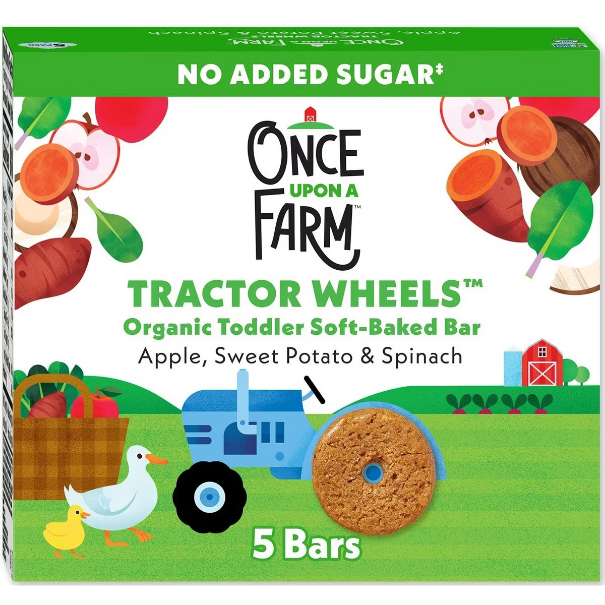 Once Upon a Farm Tractor Wheels Apple Sweet Potato & Spinach Baby Snacks - 3.35oz | Target