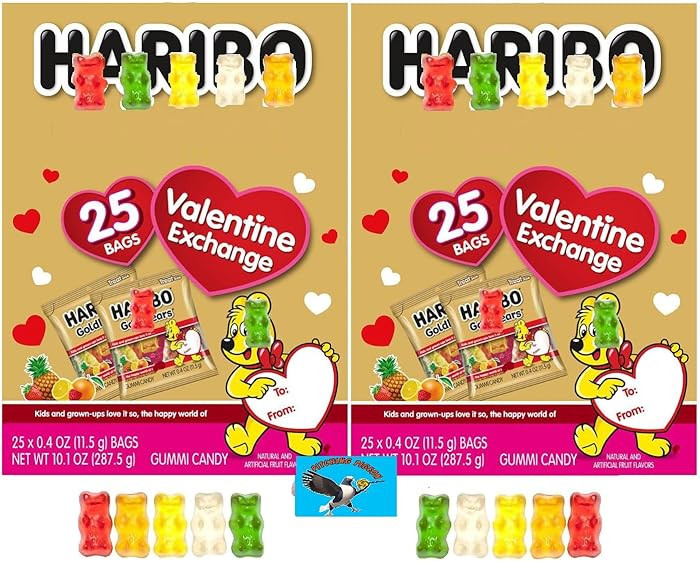 Haribos Valentine’s Classroom Friendship Exchange 50ct Gummy Bear Candy – Fruit Flavored Mini... | Amazon (US)