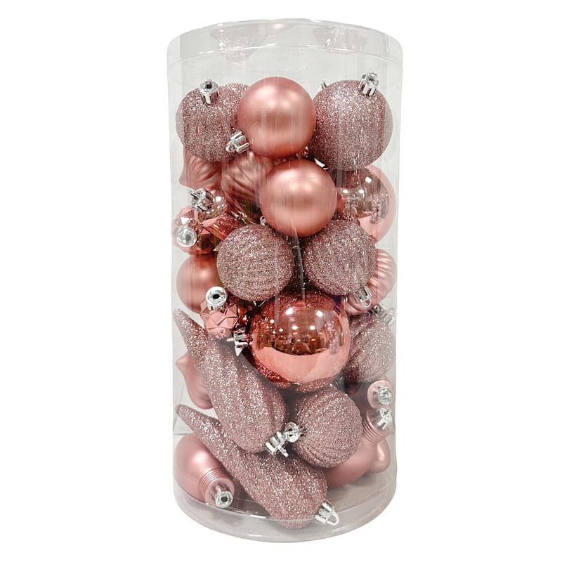 40-Count Pink Mix Shatterproof Ornaments, 65mm | At Home