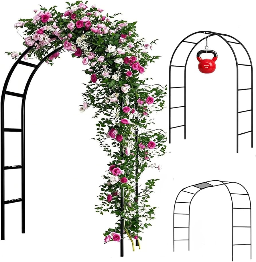 Adorox 7.8ft Garden Arch Trellis for Climbing Plants, Metal Arch Frame, Pumpkin Archway Outdoor G... | Amazon (US)