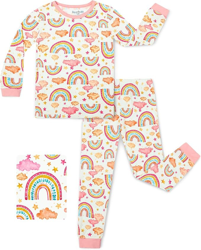 Bamboo Viscose Toddler Girls Kids Pajamas Unicorn Mermaid Pjs Long Sleeve Snug fit 12M-8Y 2pcs So... | Amazon (US)