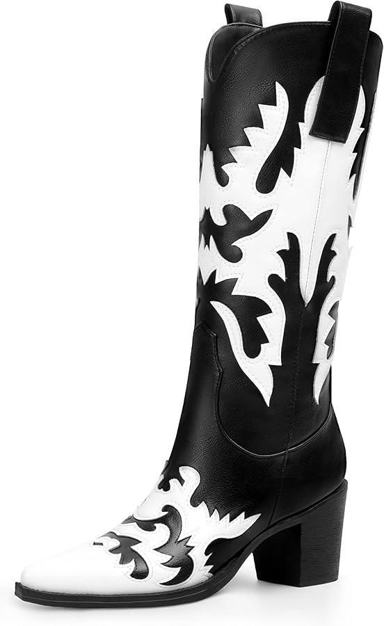 ANN CREEK Women's 'Claremont' Sexy Cowboy Boots Mid Calf Knee-high Patchwork Dressy Cowgirl Weste... | Amazon (US)
