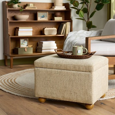 Upholstered Storage Ottoman - Flax - Hearth & Hand™ with Magnolia Furniture | Target