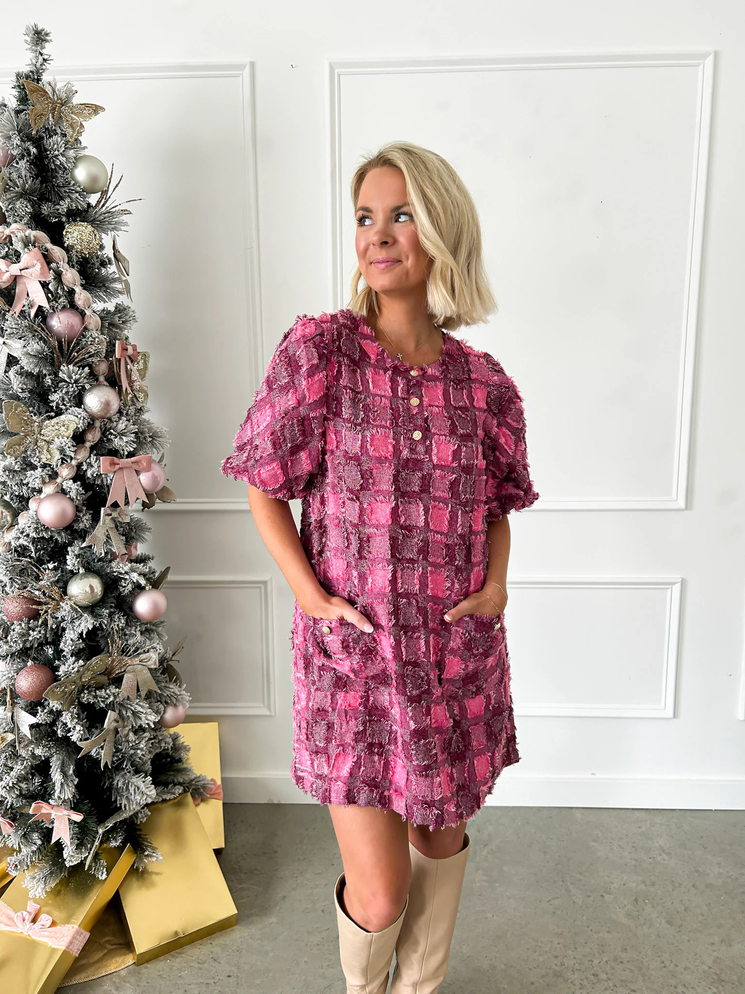 Under Twinkling Lights Magenta Fringe Dress | Flourish in Frills