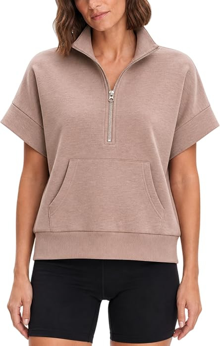 Women's Half Zip Sweatshirt Short Sleeve Pullover | Amazon (US)