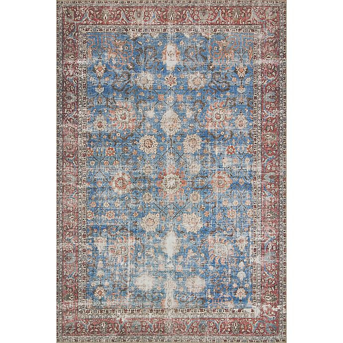 Loloi Loren Printed Rug in Blue/Brick | Bed Bath & Beyond | Bed Bath & Beyond