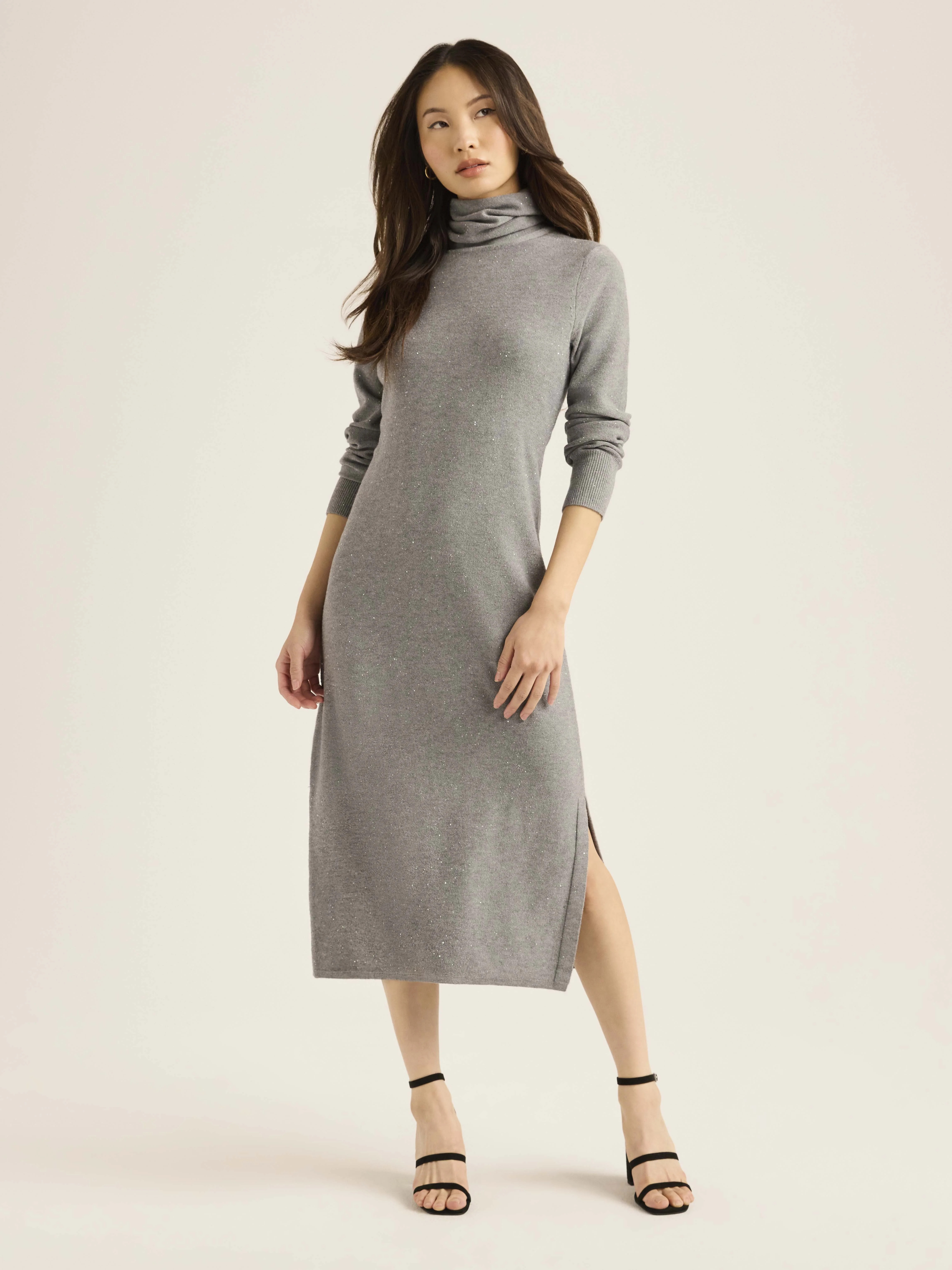 Scoop Women’s & Women's Plus Sequin Knit Turtleneck Sweater Dress, Sizes XS-4X - Walmart.com | Walmart (US)