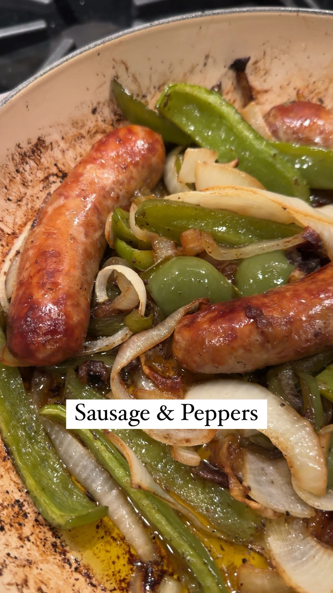 Sausage & Peppers

This is an easy dinner that makes the house smell like you’ve been cooking all day. 

Here’s what you’ll need:
Sausage links (Italian sausage, turkey or chicken)
2 large green peppers, 1 inch slices
1 onion, 1 inch slices
3 cloves of garlic
Olive oil
@gibsonssteakshop seasoning blend or a blend of Italian seasonings, garlic powder, pepper and salt. 

Here’s how you make it:
Preheat oven to 425°.
Slice up onions and peppers.
Drizzle in olive oil into a skillet and add sausage to the pan. Season generously and add half of the peppers, onions and garlic. Toss to mix. 
Bake for 30 minutes, flipping sausage halfway through. 
Add the remaining onions and pepper mixture. Bake for another 20-25 minutes until all the peppers have softened and the sausages are browned and cooked through.

Can be served alone or with French rolls and marinara sauce! Enjoy!

#italiansausage #easyitalianrecipes #lecreusetcooking 

#LTKGiftGuide #LTKhome #LTKVideo