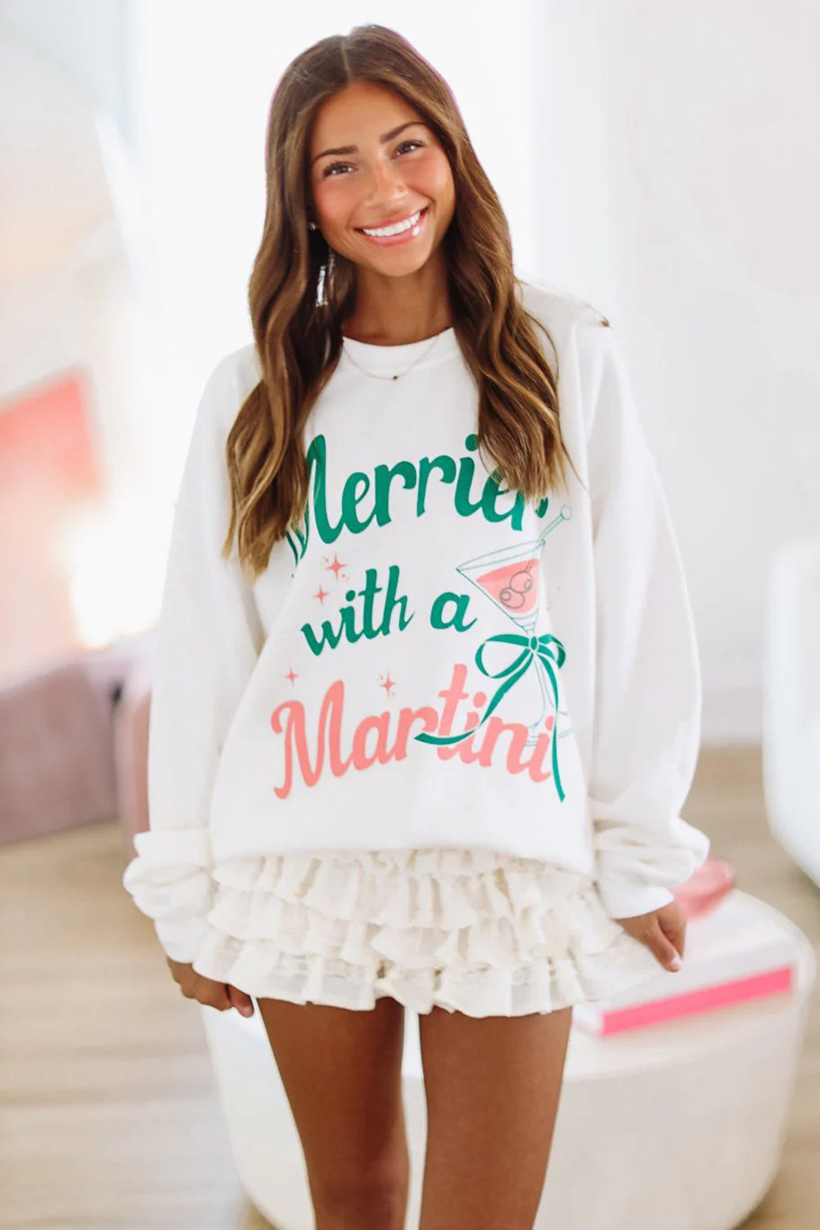 Merrier With a Martini Sweatshirt - Cream | Hazel and Olive
