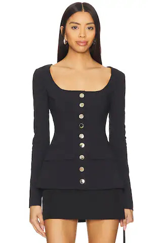 Boatneck Peplum Blazer in Black | Revolve Clothing (Global)