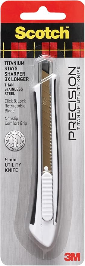 Scotch Titanium Snap-Off Utility Knife – Small 9mm Precision Cutter with Click & Lock Blade, Co... | Amazon (US)