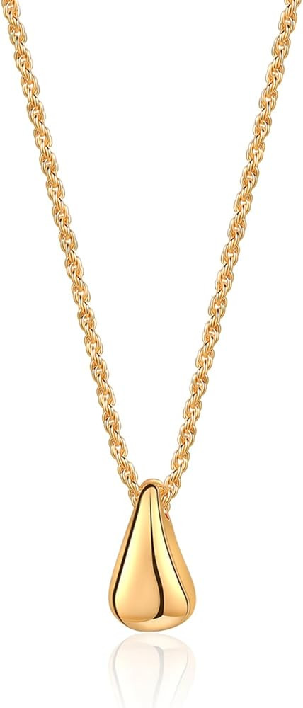 Long Gold Pendant Necklace 18K Gold Plated Statement Simple Sweater Necklace Fashion Dainty Neckl... | Amazon (US)