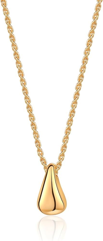 Long Gold Pendant Necklace 18K Gold Plated Statement Simple Sweater Necklace Fashion Dainty Neckl... | Amazon (US)