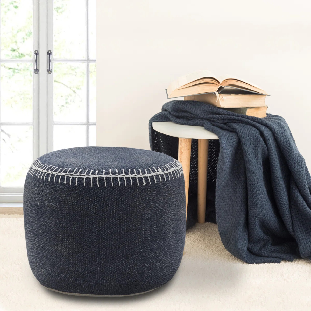 Longshore Tides Stockwell 18" Wide Round Pouf Ottoman | Wayfair | Wayfair North America