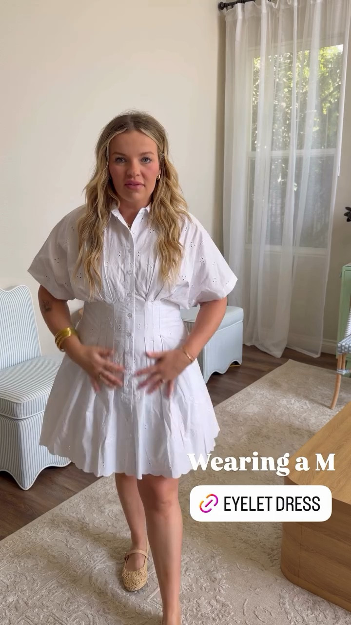 Wearing a M in this eyelet dress with functional buttons! You can also wear it with a belt!

#LTKSeasonal #LTKMidsize