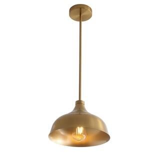 aiwen 10.7 in. 1-Light Farmhouse Gold Dome Shaded Pendant Light Industrial Adjustable Metal Hangi... | The Home Depot