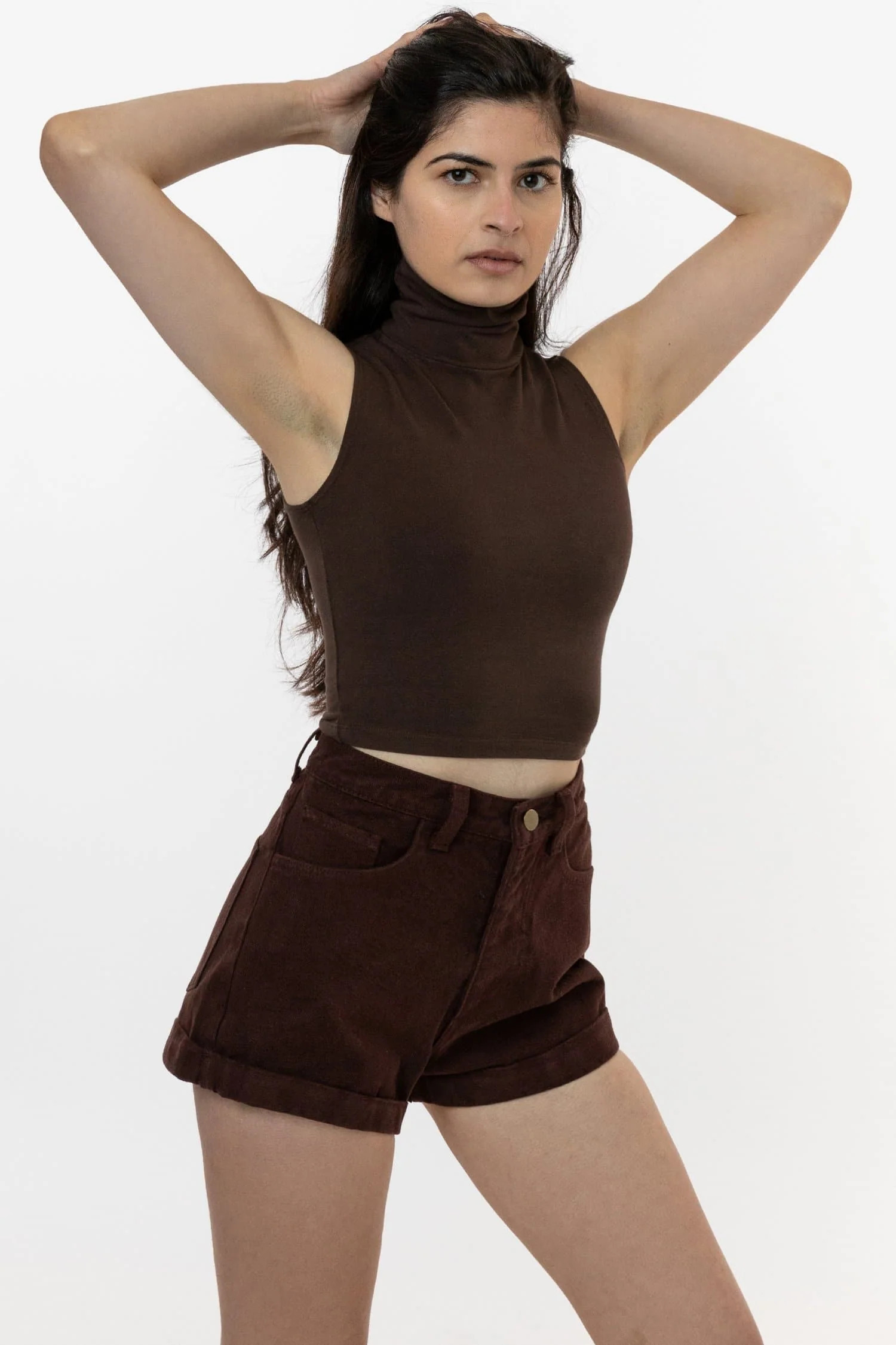83073GD - Garment Dye Sleeveless Turtleneck Crop Top | Los Angeles Apparel