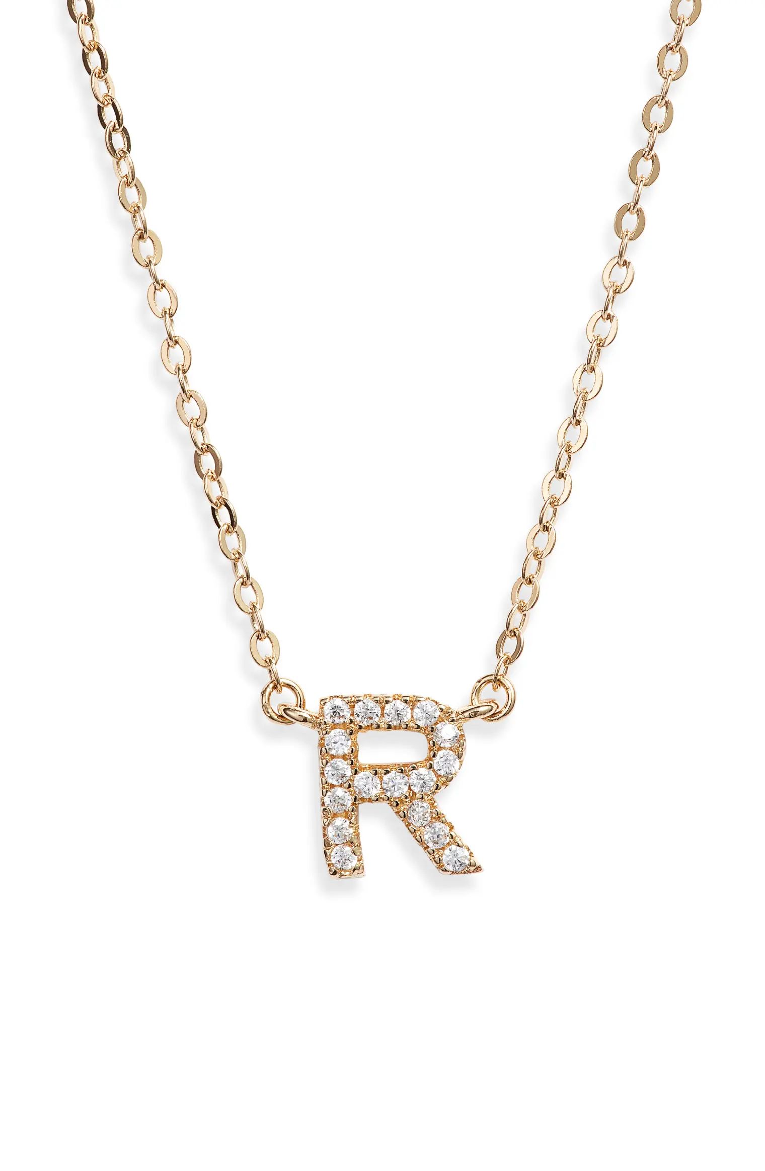 Delicate Cubic Zirconia Initial Pendant Necklace | Nordstrom