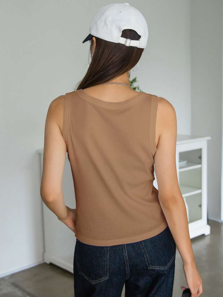 DAZY Solid Rib Knit Tank Top | SHEIN
