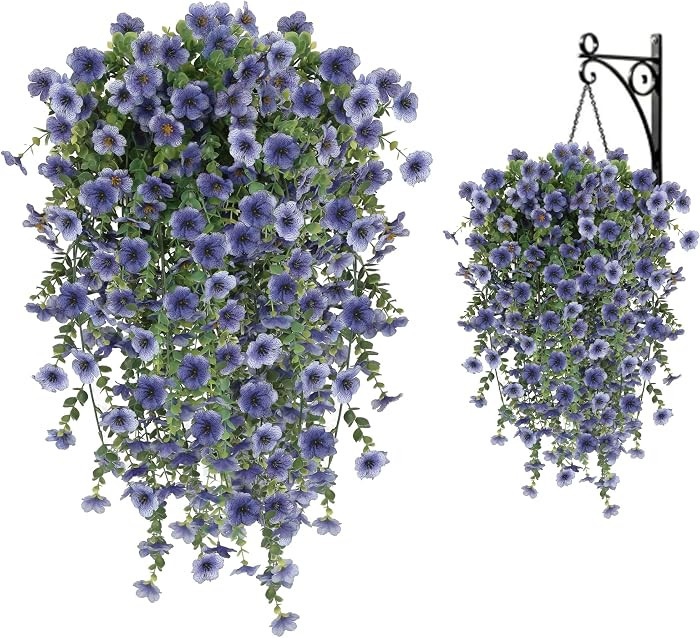 3PCS Artificial Outdoor Flowers, UV Resistant Fake Hanging Plant Faux Silk Summer Flowers for Out... | Amazon (US)