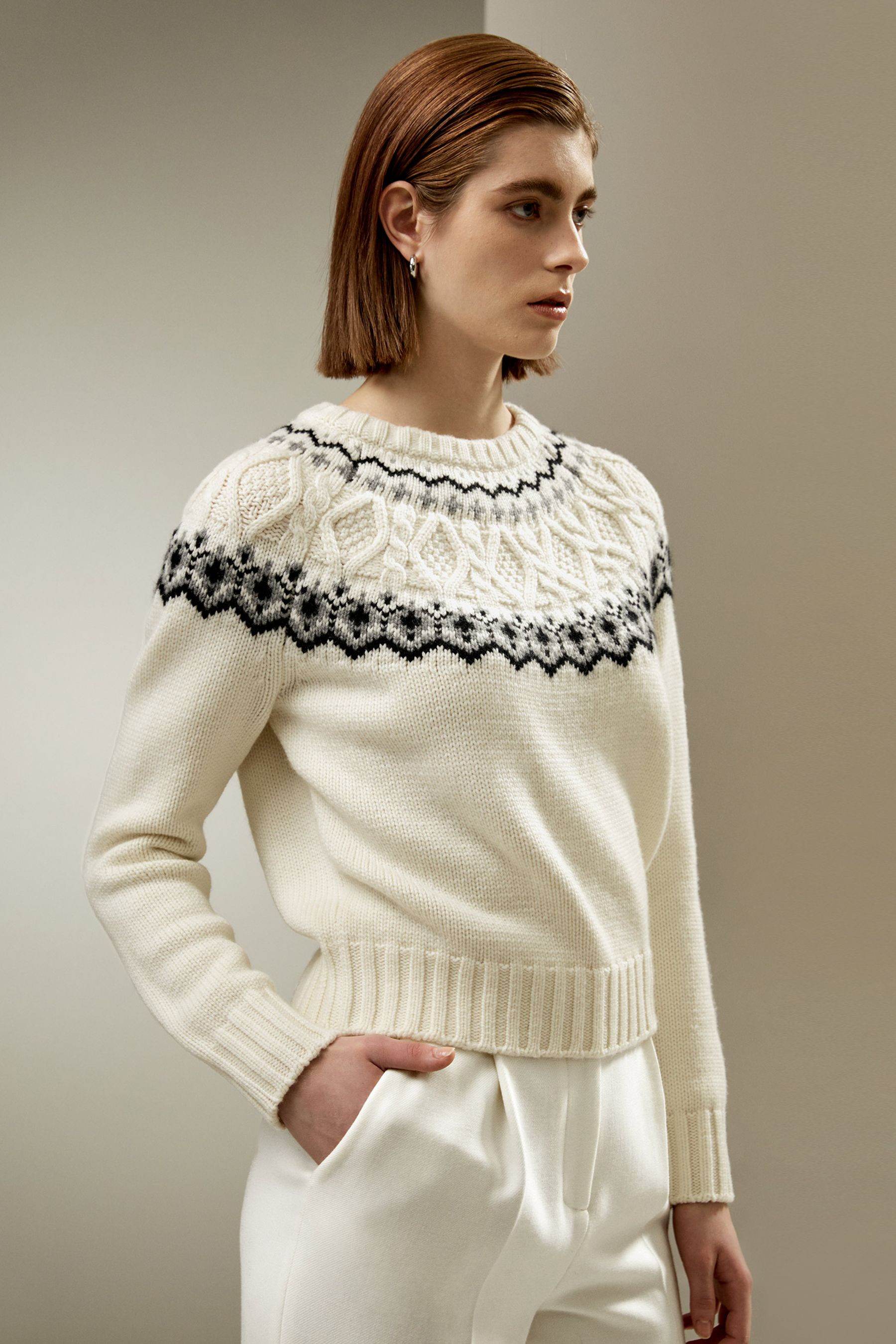 Fair Isle Crewneck Sweater | LILYSILK
