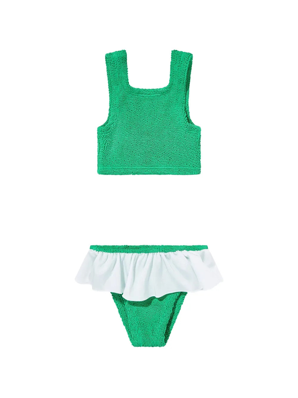 Hunza G Kids ruffled textured bikini - Green | Farfetch Global