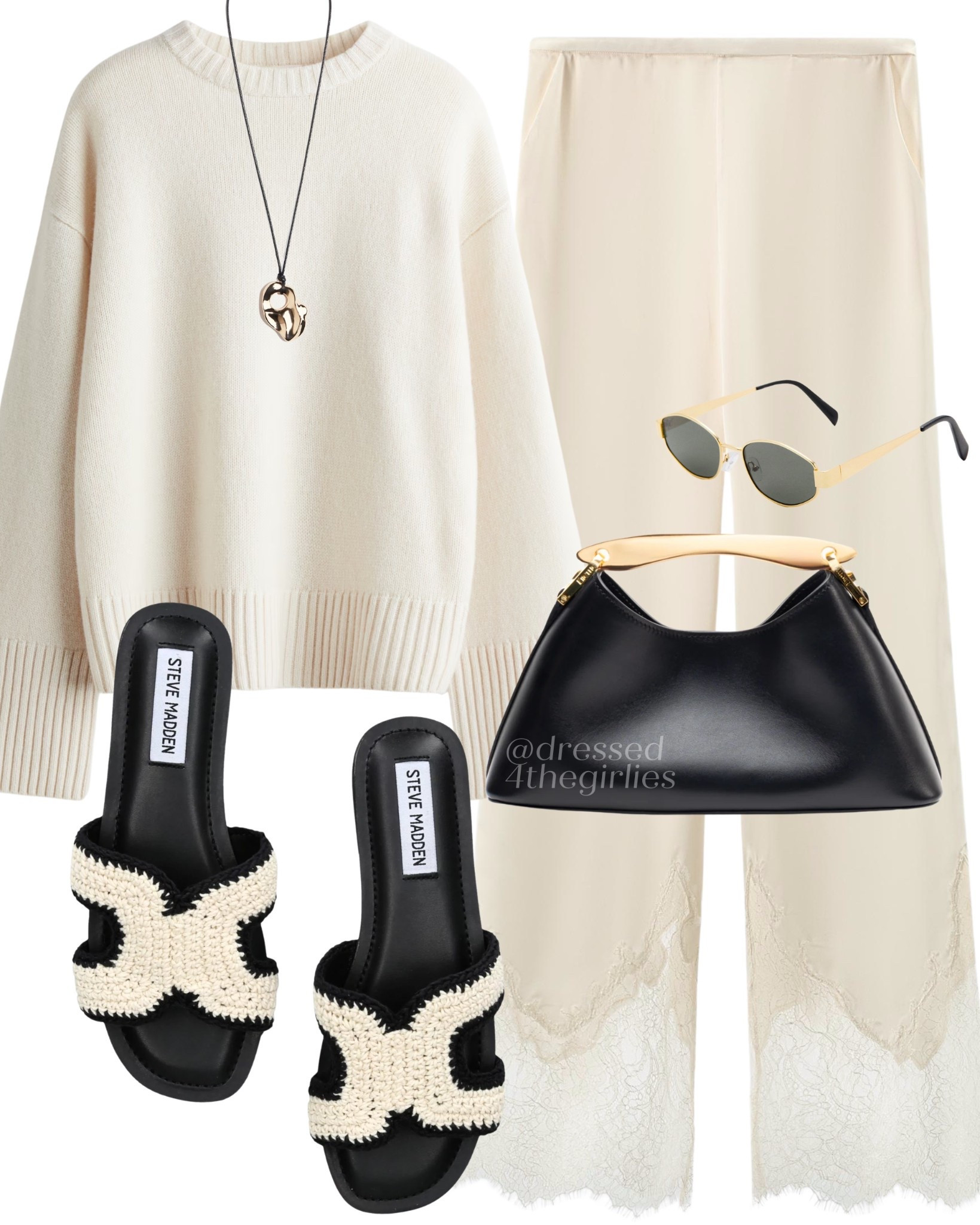 Zara satin lace trousers😍

Tags: cream cashmere jumper outfit, lace trousers outfit, crochet sandals, black sandals, black clutch bag with gold detail, summer evening outfit, summer date night outfit, summer vacation evening, summer holiday, spring evening 

#LTKuk #LTKdatenight #LTKspring