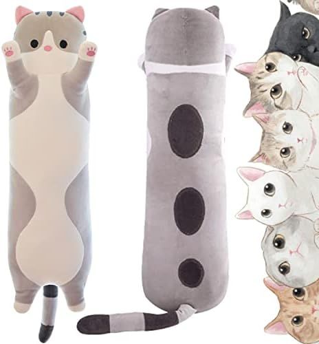 Cat Soft Pillow Plush Long Throw Sleeping Pillow Cotton Kitten Pillow Cuddly Stuffed Cute Plush D... | Amazon (US)