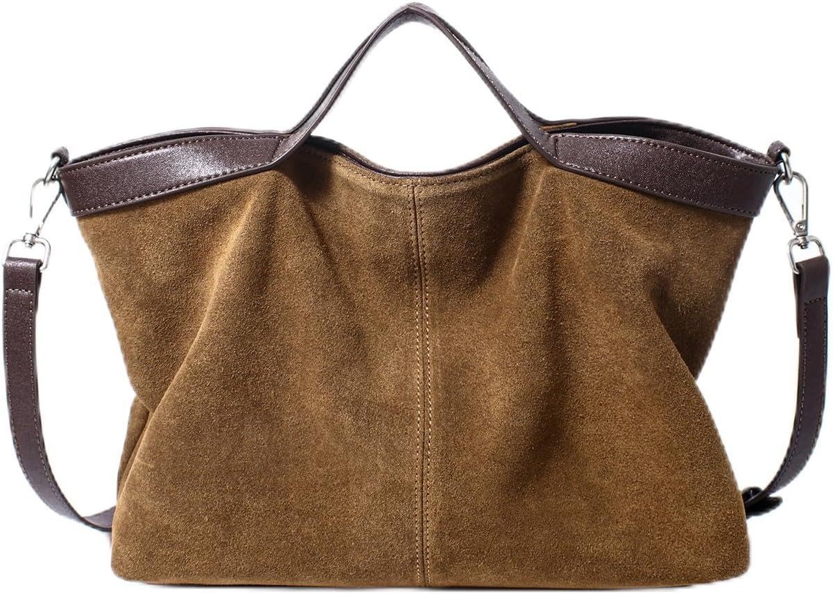 Dreubea Womens Suede Leather Shoulder Handbag Top-handle Crossbody Purse | Amazon (US)