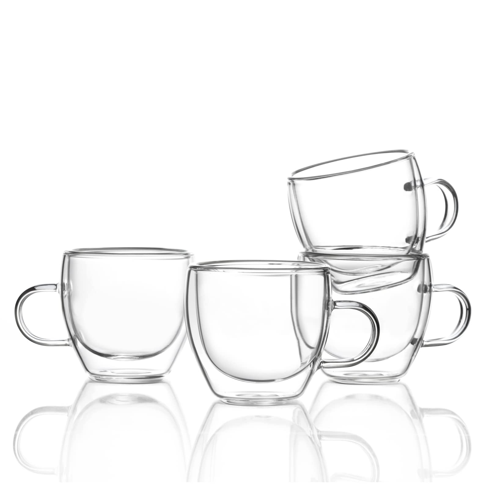 ZONEYILA Double Wall Glass Coffee Mugs Set of 4-6 OZ Insulated Coffee Cups - Clear Glass Drinkwar... | Amazon (US)
