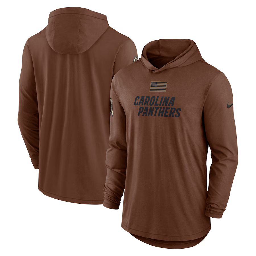 Carolina Panthers Nike 2023 Salute To Service Lightweight Long Sleeve Hoodie T-Shirt - Brown | Fanatics