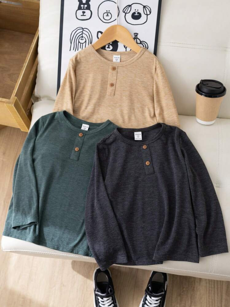 TrendsevoluSHEIN3pcs Kids Clothes, Young Boys' Casual Comfortable Style Paul Shirt With Texture C... | SHEIN