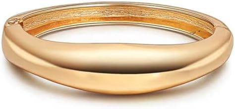Gold Polished Chunky Twisted Hinged Waterdrop Bangle Bracelet for Women Spiraled Oval Bangle Brac... | Amazon (US)