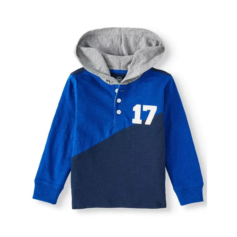 Wonder Nation Toddler Boy Long Sleeve Jersey Pullover Hooded T-Shirt, Sizes 2T-5T | Walmart (US)