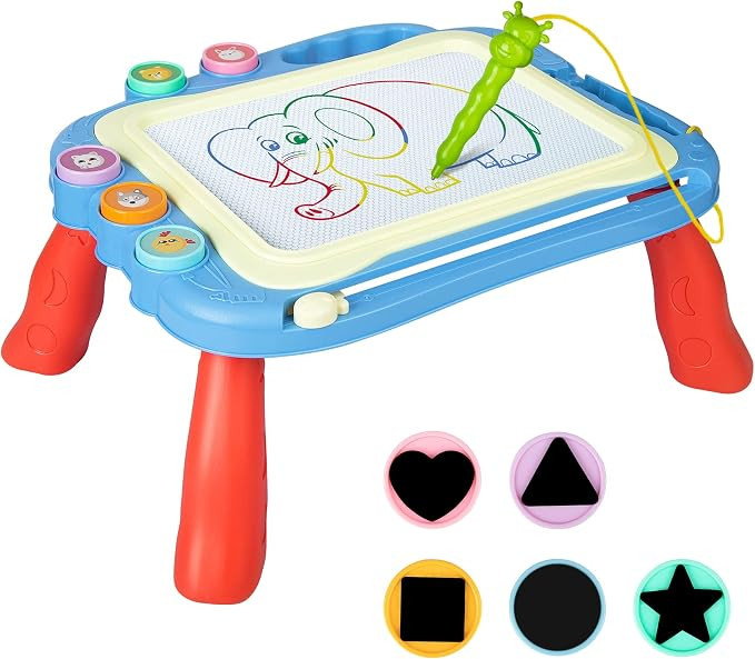 Matesy Magnetic Drawing Board Toy for Kids, Doodle Board Writing Painting Sketch Pad with Stamps | Amazon (US)