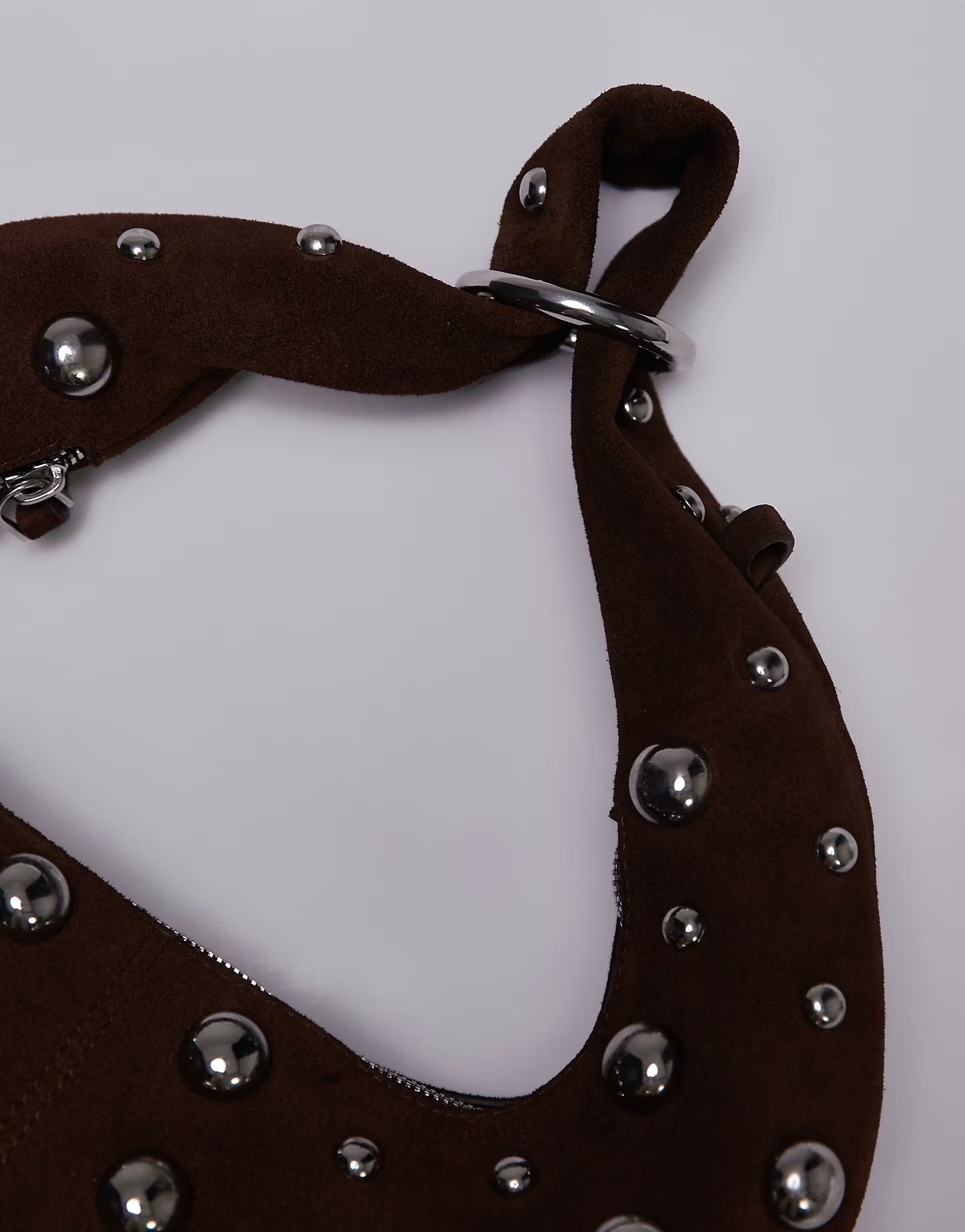Mango leather studded hoop detail bag in brown | ASOS (Global)