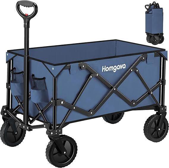 Collapsible Folding Wagon Cart,Heavy Duty Garden Cart with All Terrain Wheels,Portable Large Capa... | Amazon (US)